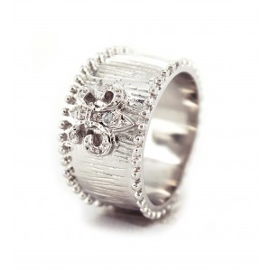 Ring – 12 PCS Finger Ring - 925 Sterling Silver with Fleur de Lis Charm - RN-PRG8974